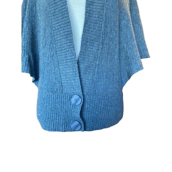 Anthropologie Moth Women Blue Wool Blend Cardigan Sweater XS-M Butterfly Sleeves - Picture 8 of 11